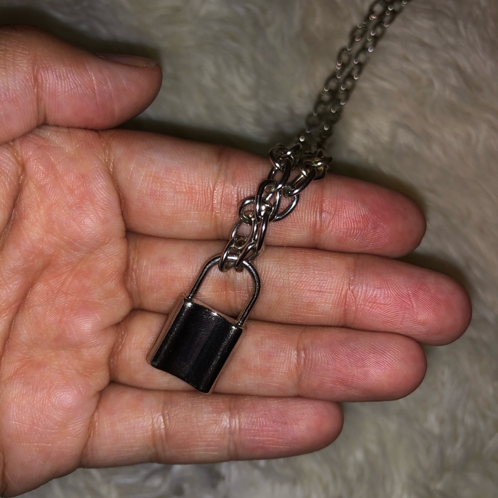 Silver padlock necklace